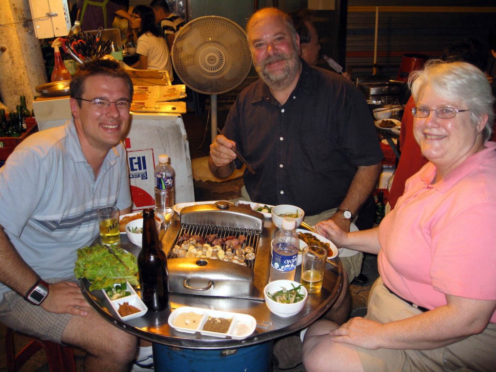 We went for Korean BBQ towards the end of our stay - these are some friends we met at the hostel, who were happy to share the Korean BBQ with Ian.  (the BBQ is supposed to be for 2 people minimum).